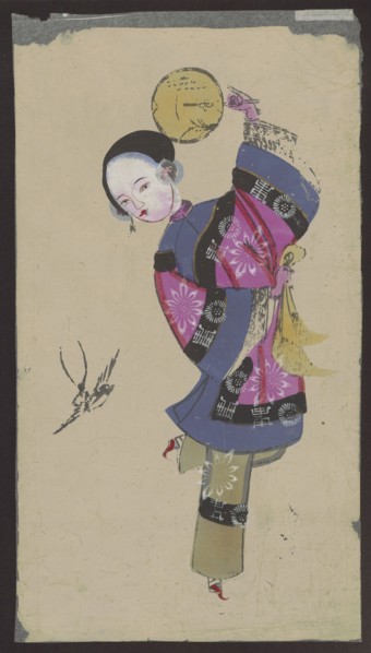 Dancing Beauty with a Swallow, unknown author; nianhua New Year's picture, early 20th century,