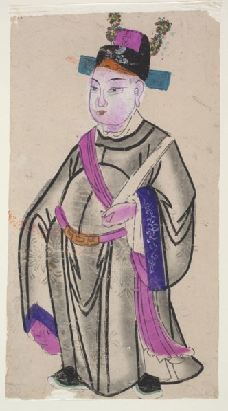Menshen Gate Guardian, Chinese, nianhua New Year's picture, depicted as a young dignitary, early