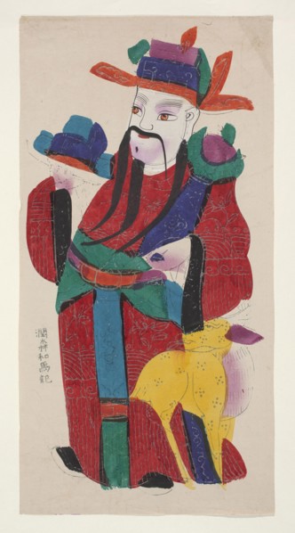 Menshen Gate Guardian, unknown artist, nianhua New Year's picture woodblock print, depicted as a