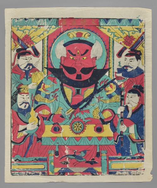 Fire-guarding deity, protective deities iconography, Chinese culture, nianhua, New Year's picture,