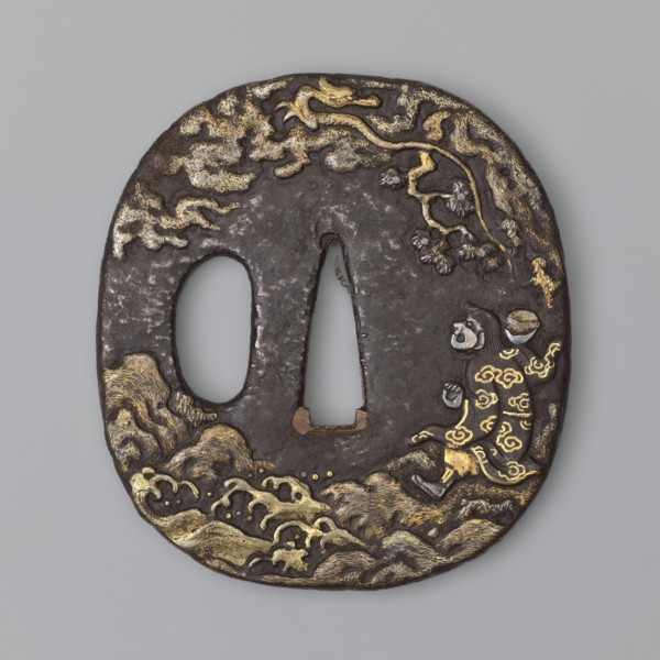 Crossguard tsuba, Japanese, early 19th century Edo period, 1603–1868. Oval tsuba tatemaru gata with