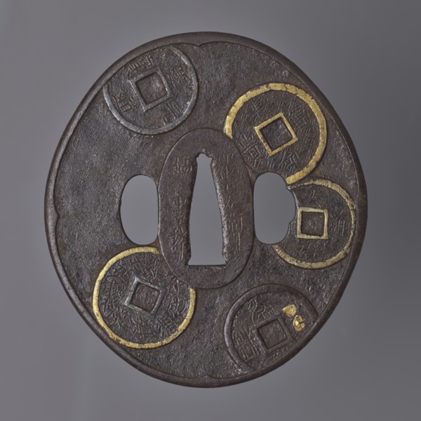 Crossguard tsuba, Umetada,  school; Umetada Shigeyoshi, / personal slogans / author. Oval tsuba