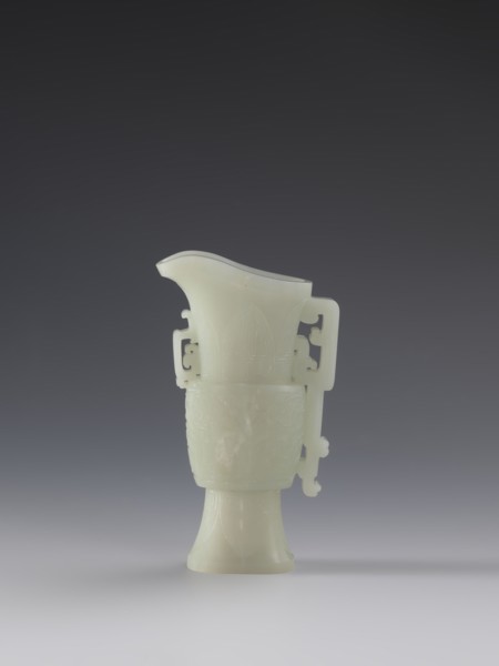 Vase with two taotie masks; Chinese porcelain vessel, Qing dynasty 18th–19th century; decoration: