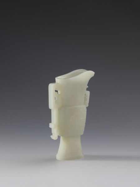 Vase with two taotie masks; Chinese; Qing dynasty 1644–1911; 18th–19th century. Porcelain vessel