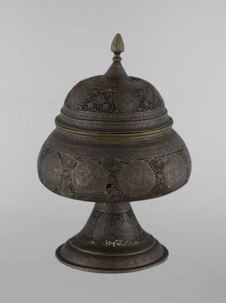 Censer, Persian Iran, Qajar dynasty 1785–1925, 18th/19th century. Metal censer, height 33.0 cm,