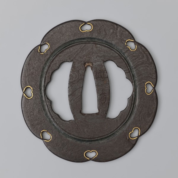 Crossguard tsuba, Kasuga; maker: Kunihide; Japanese; Edo period 17th century, 1603–1868; Higo