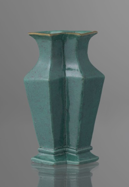 Vase;, ; Chinese; Qing dynasty 1644–1911; 19th century; ceramics; covered with a turquoise glaze