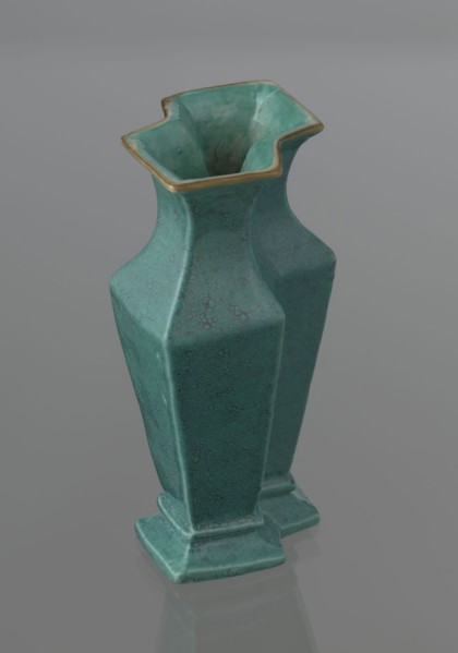 Vase, Chinese, Qing dynasty 1644–1911, ceramics; covered with a turquoise glaze with manganese