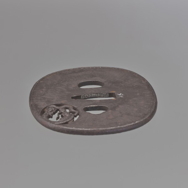 Crossguard tsuba, Ichiryû Hitotsuyanagi Tomoyoshi; Ichiryû school. Japanese iron tsuba, early 19th
