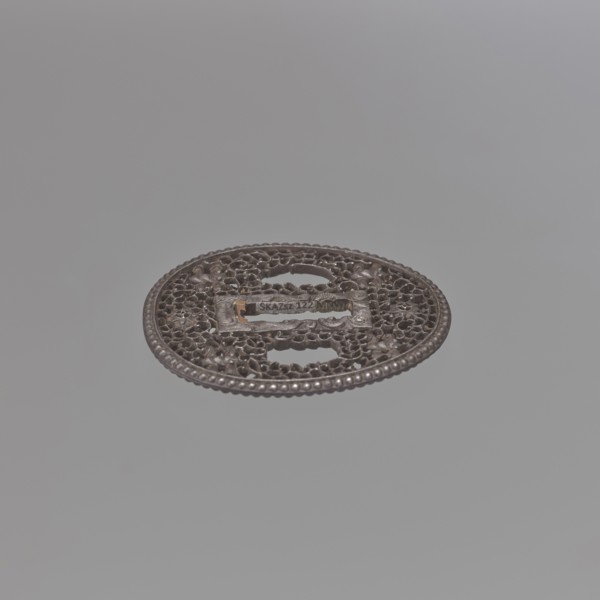 Crossguard tsuba, sword crossguard, namban style, openwork, flowers, tsuba, Japanese art, Japanese