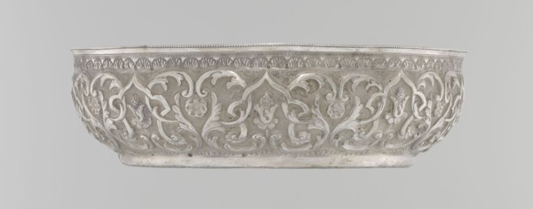 Bowl, Islamic art, Turkish, Ottoman dynasty 1299–1922, silver hammam bowl, geometric motifs and