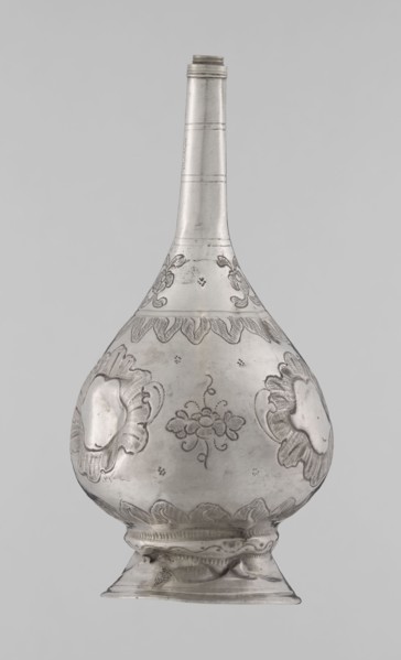 Bottle for spraying water soaked in perfumes; maker, Islamic art; vessels; plant ornament and