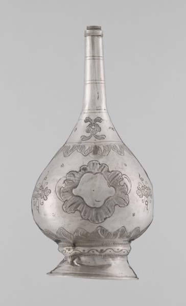 Bottle for spraying water soaked in perfumes, Islamic art, Islamic culture; vessel with plant and