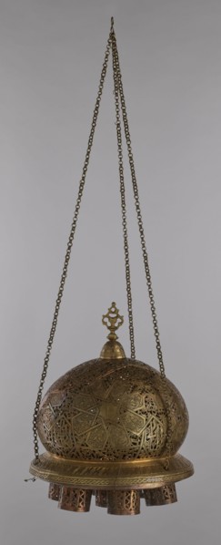 Lamp, Islamic art, Arabic culture, metals, lighting, geometric ornament, Arabic inscriptions. Cover