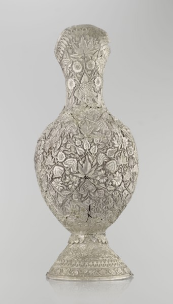 Jug, late 19th century, Northern India, or Iran, silver vessel, height 43 cm, weight 1795 g. A tall