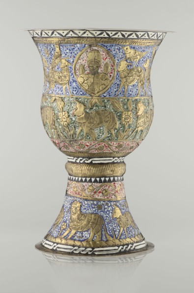 Cup, Persian, Qajar dynasty 1785–1925, 19th century; vessel, height 25.5 cm, diameter 18.4 cm.