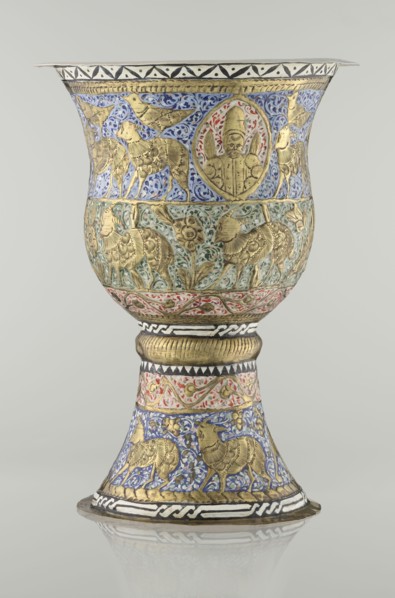 Cup, Persian, Qajar dynasty 1785–1925, 19th century, Iran. Vessel cup, height 25.5 cm, diameter 18