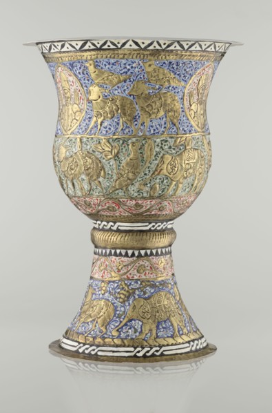 Cup, Persian, Qajar dynasty 1785–1925, 19th century. Ceramic vessel, height 25.5 cm, diameter 18.4