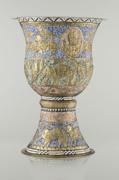 Cup, Persian, Qajar dynasty 1785–1925, 19th century, Iran. Ceramic vessel, height 25.5 cm, diameter