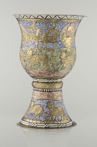 Cup, Persian, Qajar dynasty 1785–1925, 19th century, Iran. Ceramic vessel, height 25.5 cm, diameter