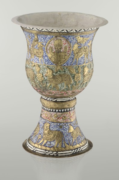 Cup, Persian, Qajar dynasty 1785–1925, 19th century, Iran. Ceramic vessel, height 25.5 cm, diameter