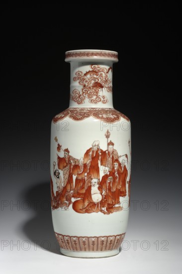 Vase, Luohan iconography; porcelain; arhat iconography; ceramics; Qing style; dragons iconography;