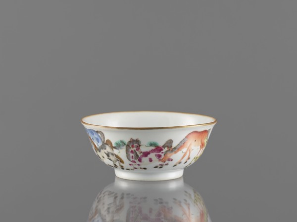 Bowl, ceramics, colored porcelain, Qing style, Chinese art, landscape motifs, Chinese culture,