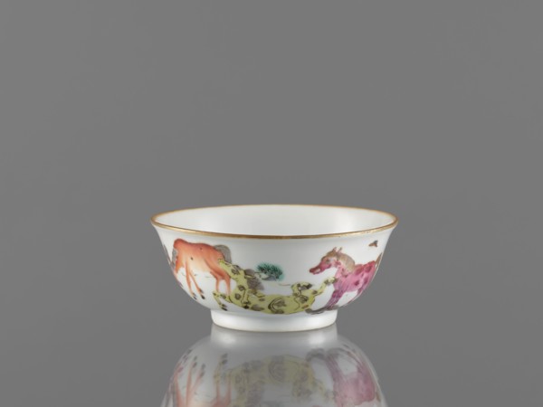 Bowl, ceramics, colored porcelain, Qing style 1644–1911, Chinese, 19th century. Porcelain bowl on a