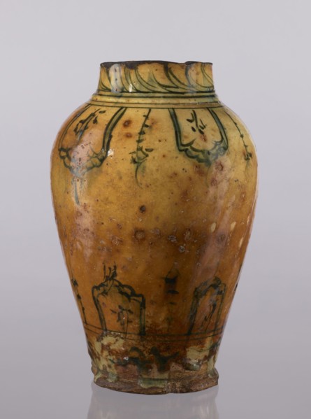 Vase, repossession Glogów, Islamic art, Persian culture, glazed ceramic utility vase with