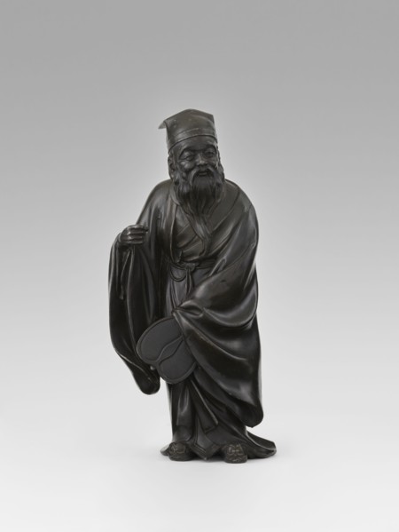 Sage, unknown sculptor, figurine of a Chinese sage wearing a cap and a long, flowing robe; depicts