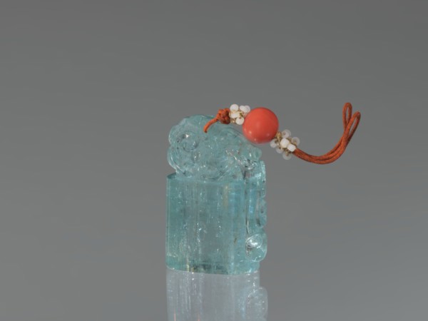 Seal stamp pendant, maker, Chinese; Qing dynasty 1644–1911; 18th–19th century. Carved aquamarine