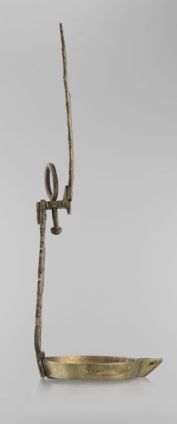 Oil lamp, Islamic art, Persian, oil lamp for lighting decorated with birds, geometric motifs,