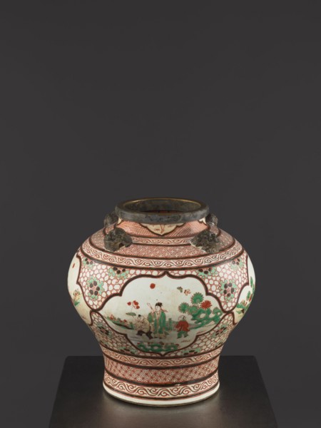 Vase, Chinese, Qing 1644–1911, mid-18th century. Colored porcelain vessel, height 40.5 cm, diameter