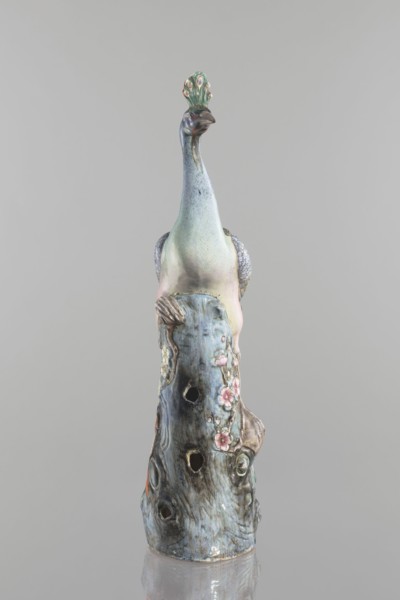 Peacock figurine, Chinese, Qing 1644–1911, 19th century; ceramics, colored porcelain; subject: