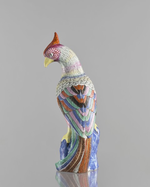 Rooster figurine, Chinese, Qing dynasty 1644–1911, 19th century; colored porcelain ceramics;
