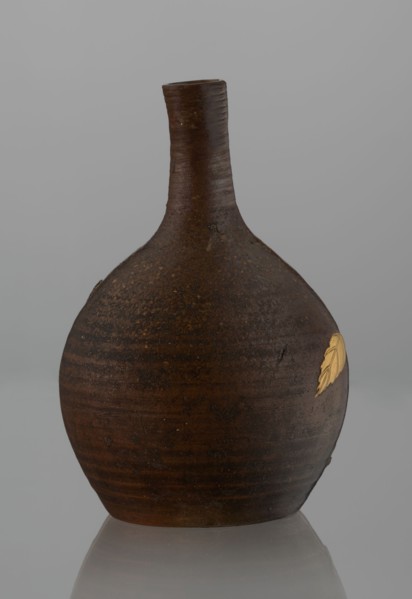 Sake bottle tokkuri, maker, Japanese, Bizen; 19th century Edo–Meiji. Ceramic vessel with spherical