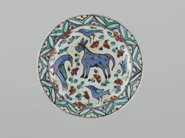 Plate, Islamic art, Turkish, Ottoman dynasty 1299–1922, ceramics, Iznik, 17th century. Dish vessel,