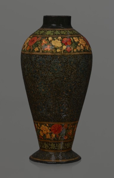 Vase, Qajar dynasty 1785–1925, Islamic art, Persian; lacquer vase, 19th century, Iran. Vessel,