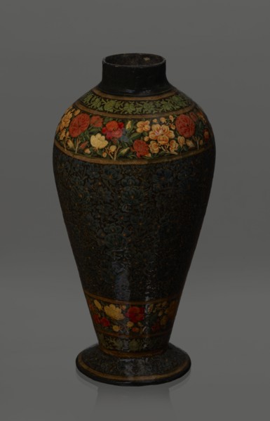 Vase, Qajar dynasty 1785–1925, Islamic art, Persian; lacquer vase, 19th century, Iran. Vessel,