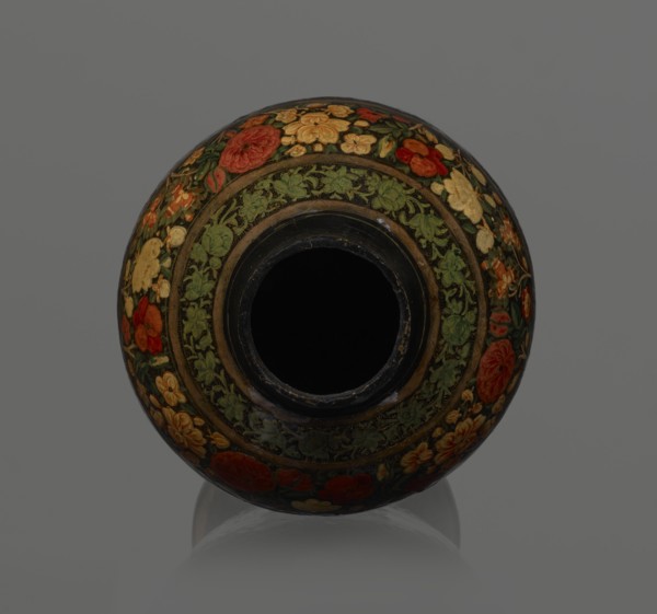 Vase, Qajar dynasty 1785–1925, Islamic art, Persian; lacquered vessel, 19th century, Iran; height