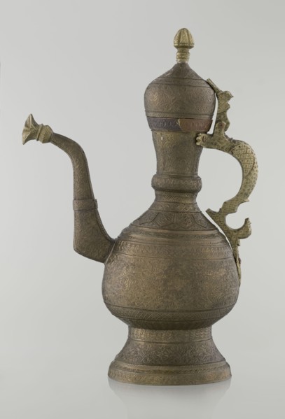 Jug aftabe, Persian, Qajar dynasty 1785–1925, aftabe vessel in ceramic, 19th century, possibly