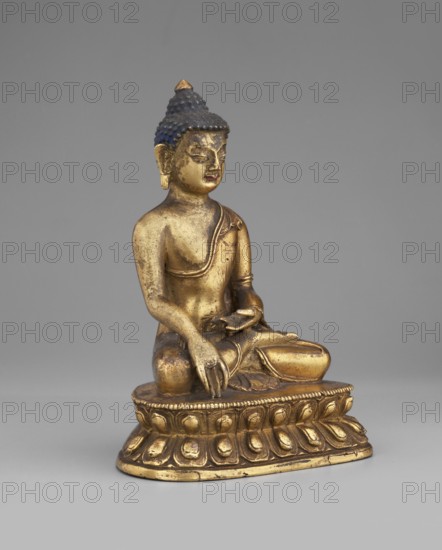 Shakyamuni Buddha, buddha iconographic, lotus throne iconographic, Himalayan culture, Tibetan