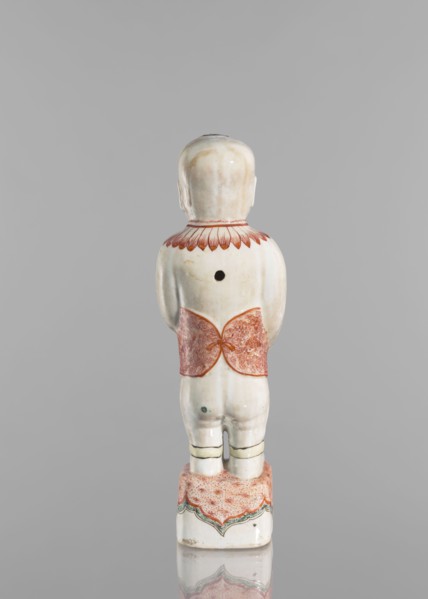 One of the Hehe Er Xian brothers holding a vase with lotus buds; creator, Chinese; Qing dynasty,