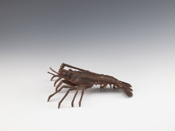 Lobster-shaped okimono Ise ebi, bronze figurine jizai okimono depicting a lobster; Meiji period,