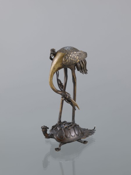 Candlestick shokudai, lotuses, turtles, cranes iconography, Japanese art, Meiji 1868–1912, animals,