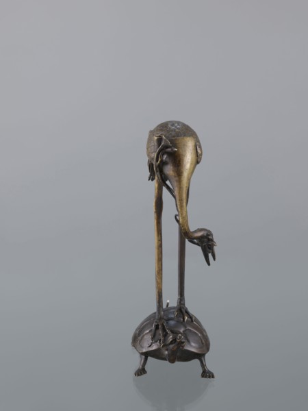 Candlestick shokudai, lotuses, Genius, turtles, cranes iconography, Japanese art, Meiji 1868–1912,