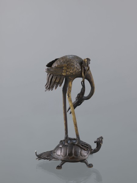 Candlestick shokudai, ; materials and iconography: lotuses, turtles, cranes, animals, depiction of