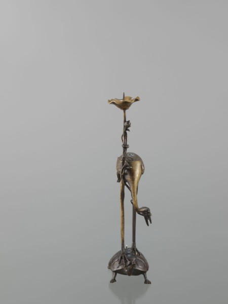 Candlestick shokudai, ; materials/features: lotuses, turtles, cranes iconography, animals; culture: