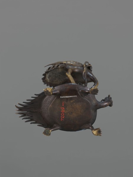Candlestick shokudai, lotuses, turtles, cranes iconography; Japanese art, Japanese; Meiji