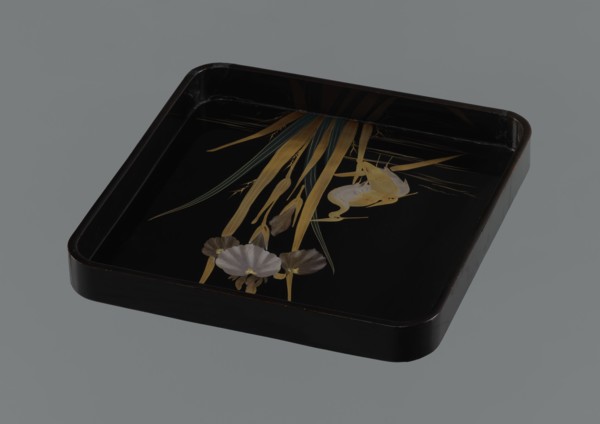 Tray, Meiji period 1868–1912, Japan. Lacquer tray height 4.0 cm; diameter 30.3 cm decorated in